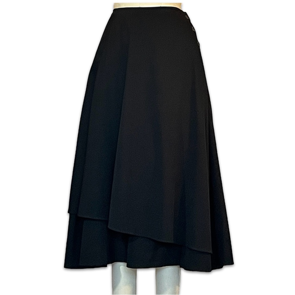 Like New thin Wool layered adjustable asymmetrical length hem black Skirt sz 6
